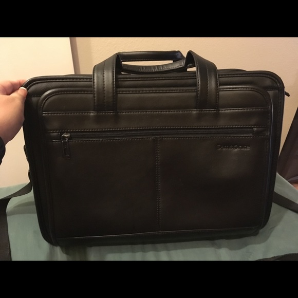 Samsonite Leather Expandable Briefcase Black